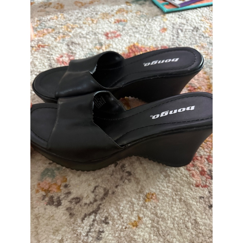 Bongo Y2k Hi Five Black Platform Wedge Sandals Y2K Slide Mules Womens 7.5M